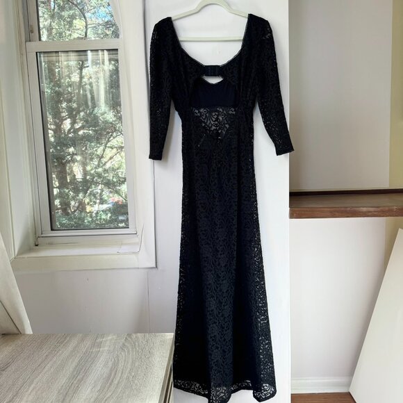 Free People Black Lace Maxi Dress Adored Large New - Picture 10 of 13
